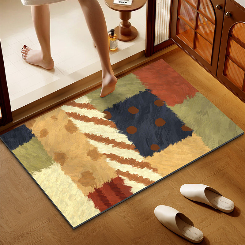 美式简约浴室地垫速干吸水脚垫家用卫生间门口防滑地毯硅藻泥垫,居家布艺,家用脚垫,淘宝优惠券,粉丝福利购,淘宝优惠卷