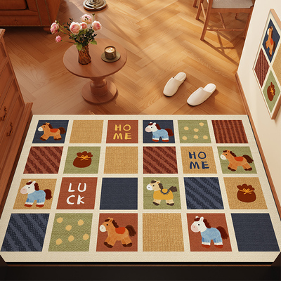 美式马年入户门地垫进门pvc地毯可擦免洗皮革脚垫玄关门口耐脏垫