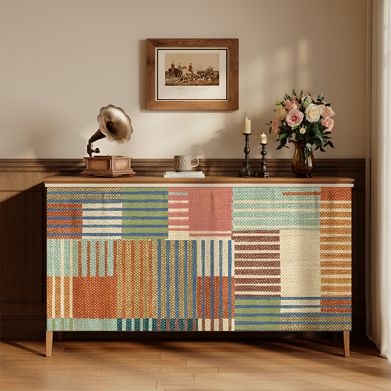 美式高级感柜子遮挡帘家用免打孔柜门防尘帘橱柜杂物隐私遮挡帘子