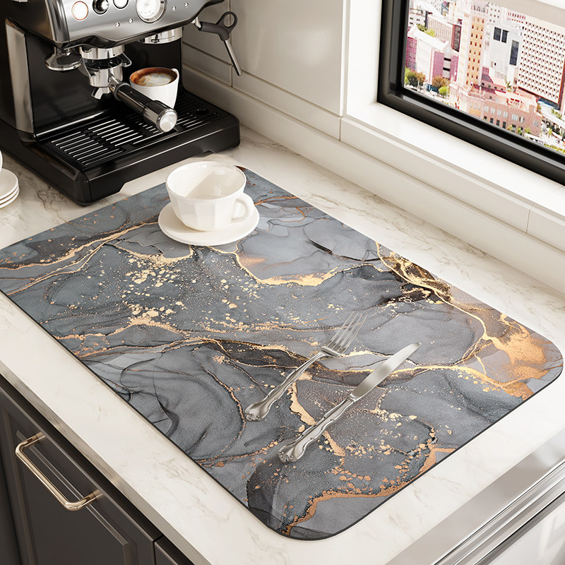 简约现代咖啡机沥水垫厨房台面吸水速干科技绒软垫吧台洗漱台杯垫