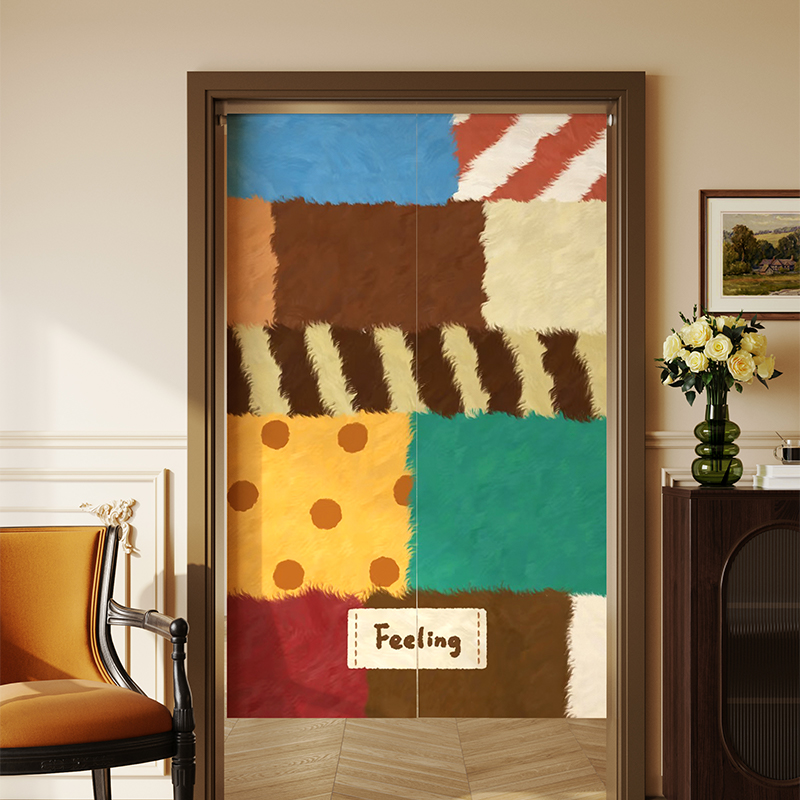 美式氛围感门帘隔断帘家用免打孔隐私遮挡帘卧室半帘卫生间通用帘