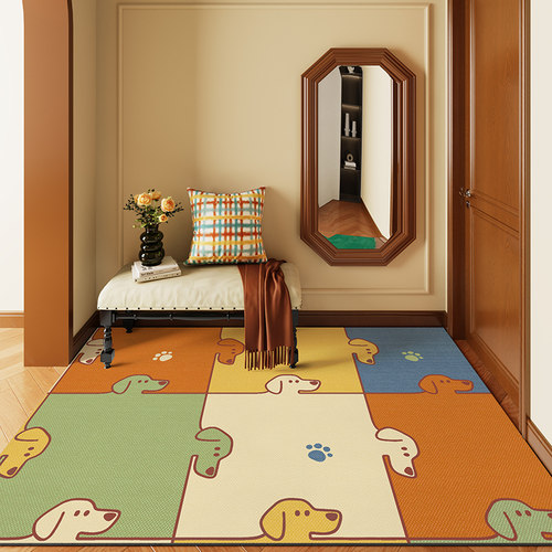 美式2025新款入户门地垫可擦免洗进门皮革脚垫玄关家用门口地毯