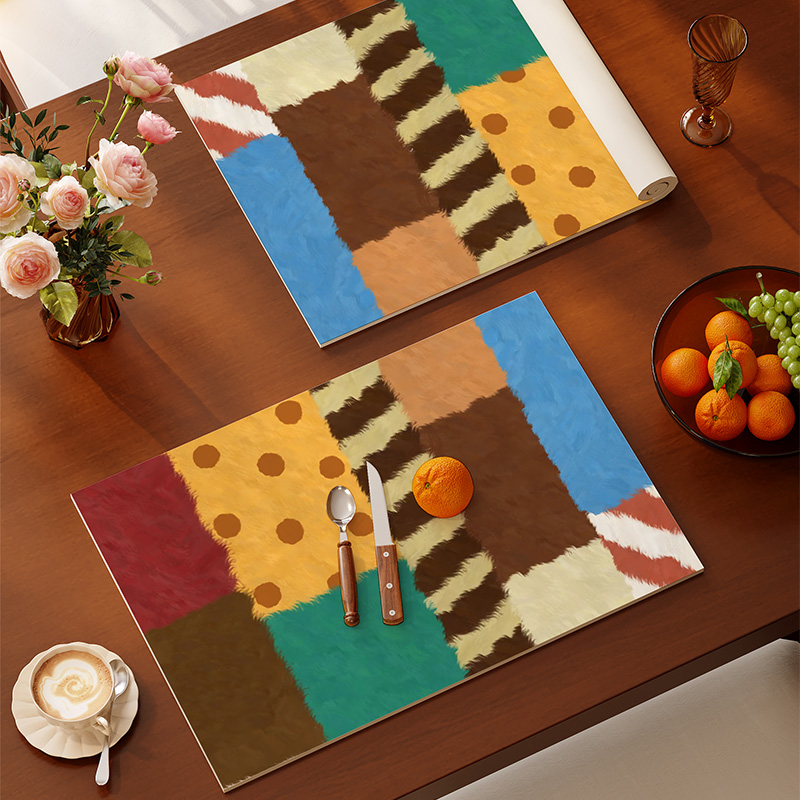 美式多巴胺餐垫防水防油免洗小餐桌垫皮革隔热垫小块一人食西餐垫