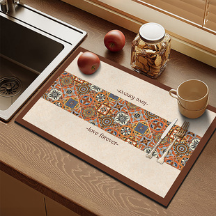 美式复古厨房台面吸水垫咖啡机吧台垫餐垫桌面沥水垫桌垫隔热垫