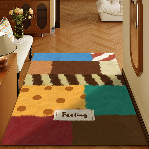 美式多巴胺入户门地垫可擦免洗进门皮革地毯竖版玄关家用门口脚垫