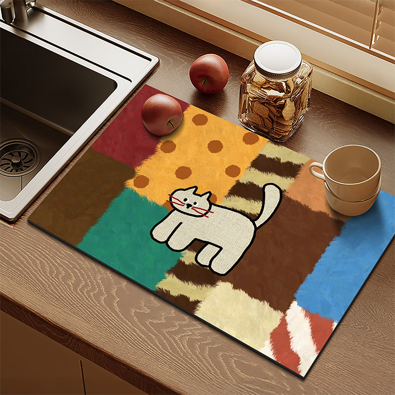 美式动物厨房台面保护垫沥水垫咖啡机垫餐垫隔热垫吧台垫桌布垫