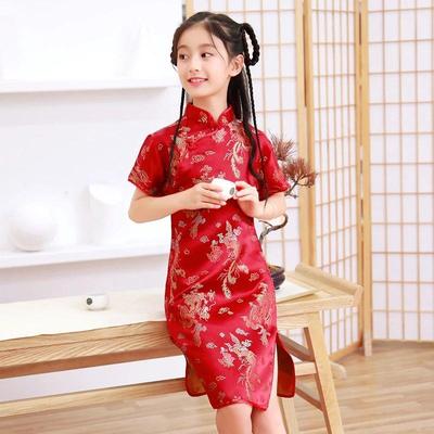 New Children Cheongsam Dress Vintage Chinese Style Tradition