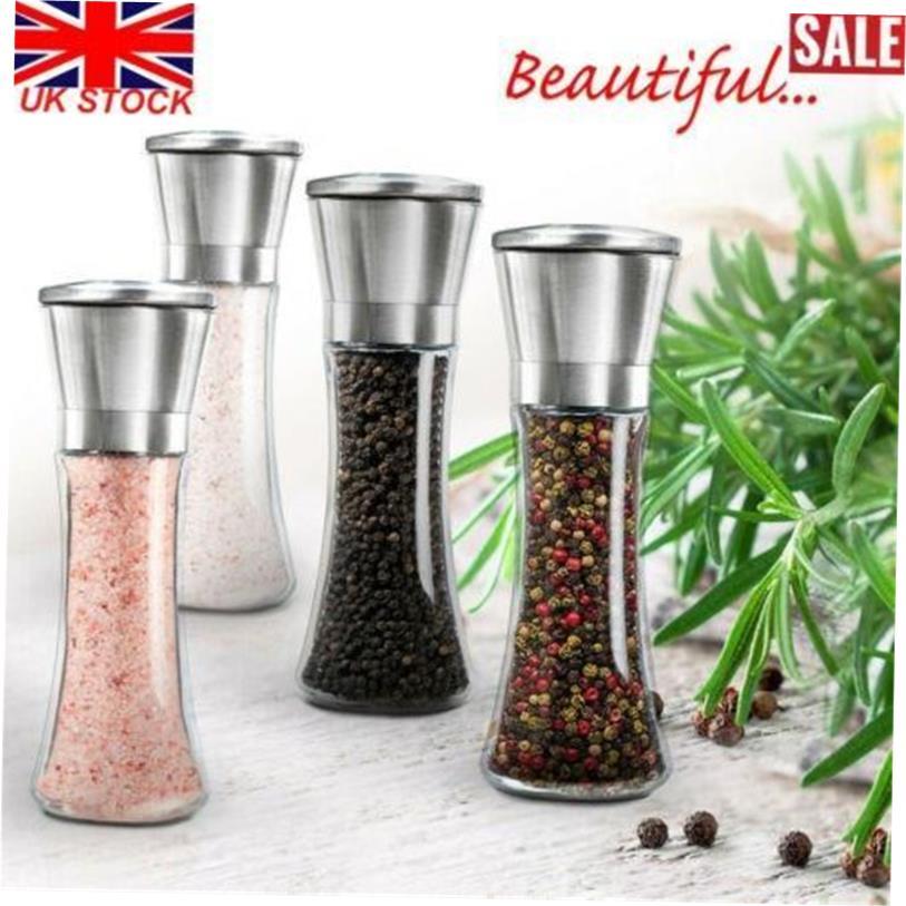 Salt and Pepper Grinder Set Ceramic Mills Stainless Steel Sh