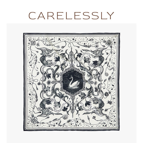 CARELESSLY桑蚕丝黑天鹅丝巾礼盒