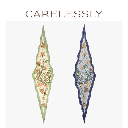 CARELESSLY 小意达的花儿 原创桑蚕真丝菱形巾丝巾发带包绑带田园