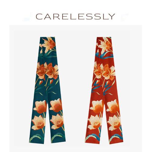 CARELESSLY春秋印花丝巾小长条