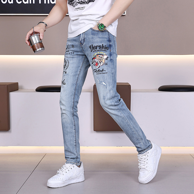 春夏新款牛仔裤男潮欧货