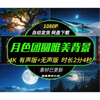 4K中秋圆月夜景静谧视频素材