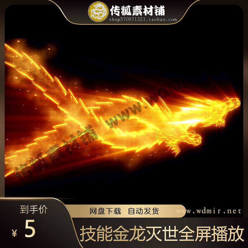 传奇技能素材 火系 金龙灭世 全屏播放型 坐标齐全 PNG+BMP格式