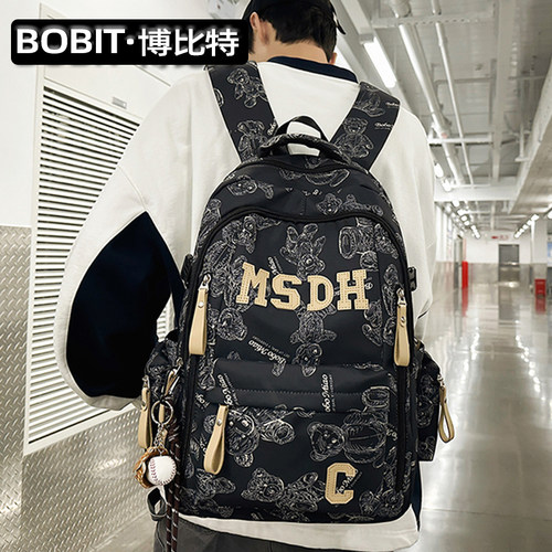 潮牌印花旅行背包学生书包双肩包