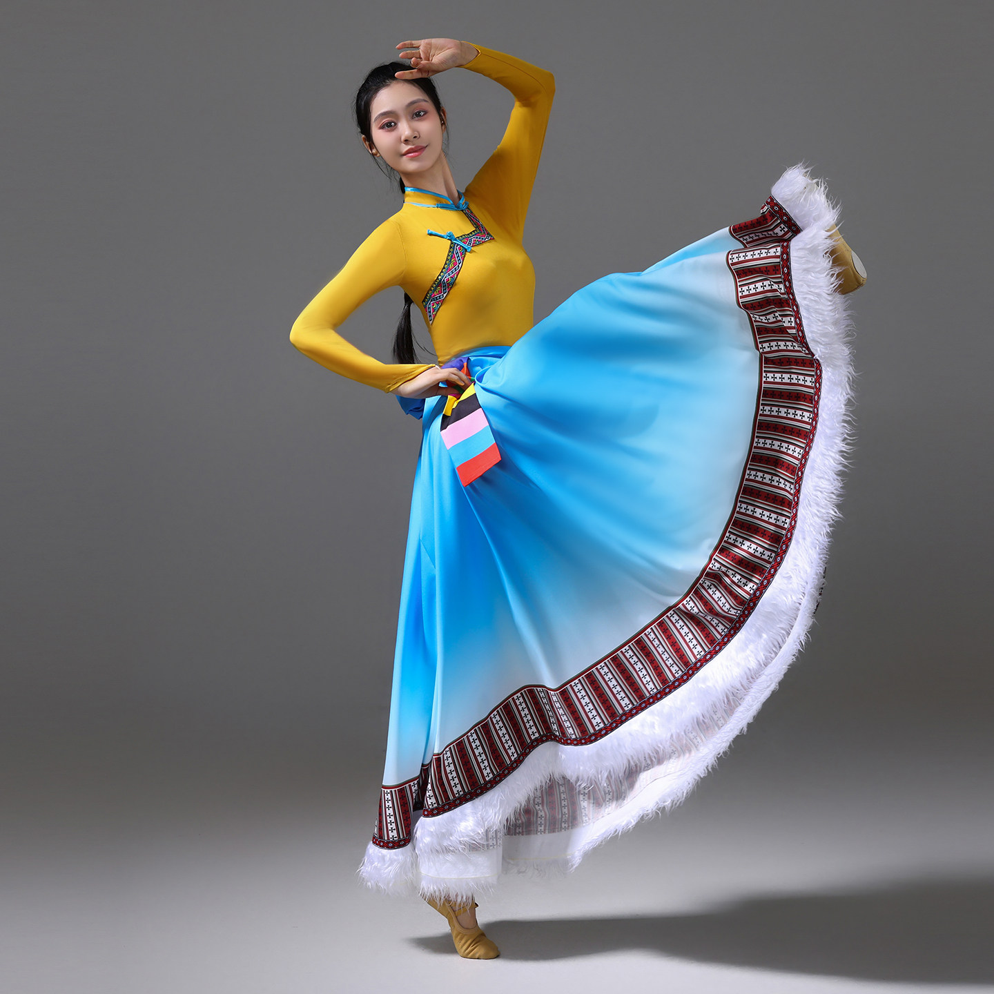 藏族舞蹈服新款大摆裙广场舞民族风演出服装成人女艺考练习裙套装,女装/女士精品,民族服装/舞台装,淘宝优惠券,粉丝福利购,淘宝优惠卷