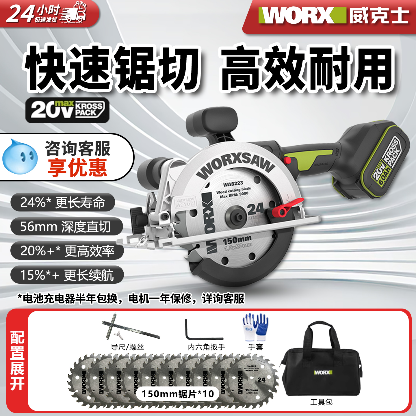 威克士电圆锯wu535X无刷