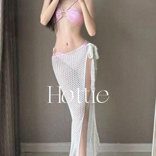 纯欲性感高级抹胸比基尼bikini氛围感钩织长裙沙滩度假女 爱神