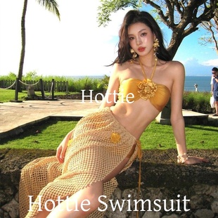 高级感三件套比基尼纯欲度假性感沙滩长裙 泳衣女新款 夏日花影