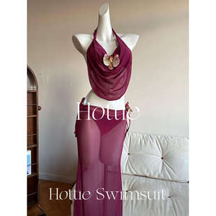 【Saint】性感纯欲风荡领比基尼三件套沙滩度假风温泉bikini泳衣