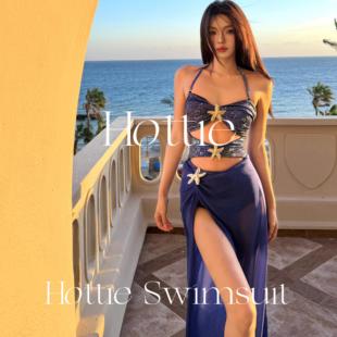 高级感镂空性感连体泳衣两件套度假bikini沙滩温泉泳衣 海王星