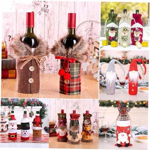 FENGRISE Santa Claus Wine Bottle Cover Christmas Decorations