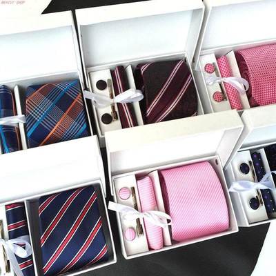 necktie cufflinks Tie clip hanky men suit 4 sets gift 领带