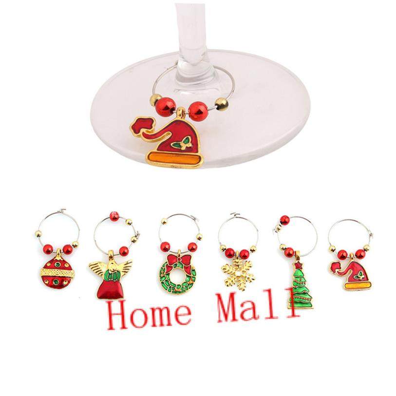 1Set Christmas Wine Glass Decoration Charms Party New Year C