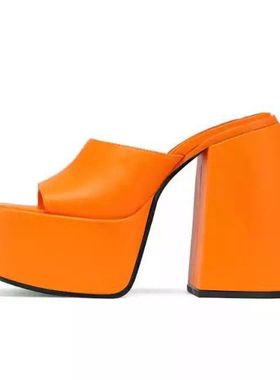 women high heel slippers big size 43 summer shoes女高跟拖鞋