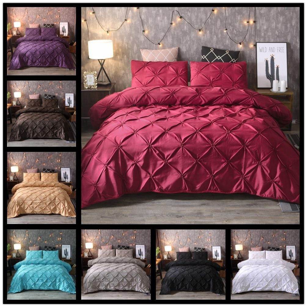 Solid color quilt cover Pillowcase 3pcs Bedding Set 被套枕套