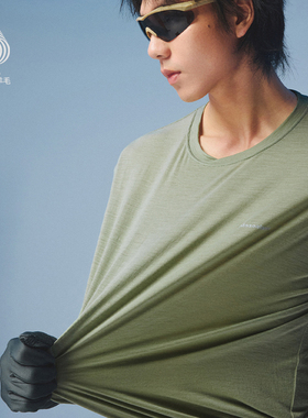 MOSEALAND 美丽诺羊毛短袖t恤男夏季高级质感印花抗菌休闲半袖潮