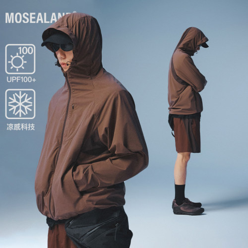 MOSEALAND UPF100+防晒衣夏季男凉感抗紫外线轻薄透气连帽薄外套