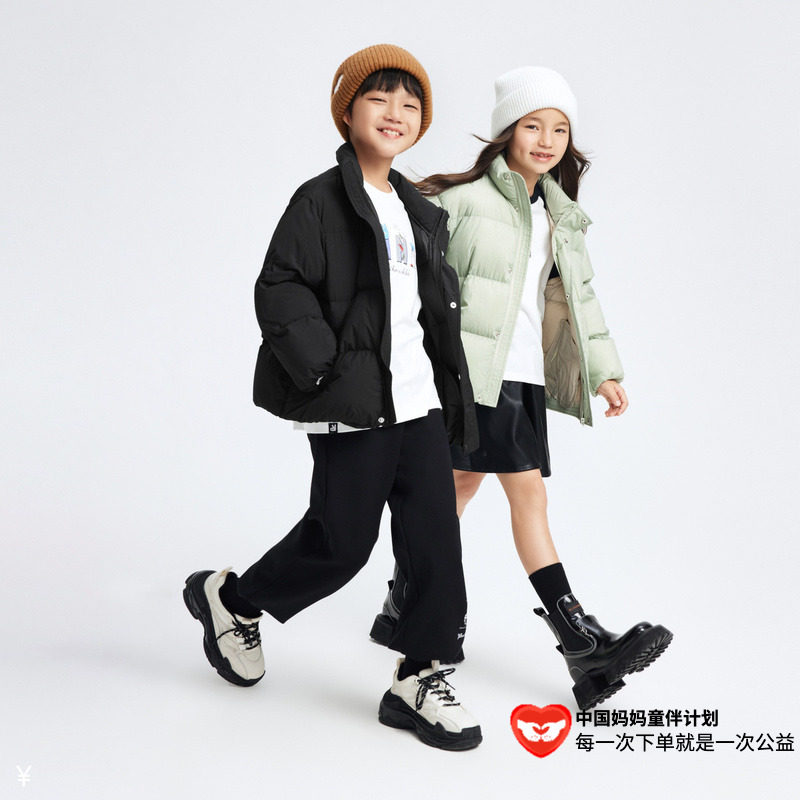 【商场同款】安奈儿男女童装防钻绒短款羽绒服2023冬新款保暖外套