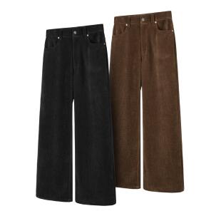 DESERTO 灯芯绒空气层微弹垂感宽松直筒A字型秋冬通勤保暖休闲裤