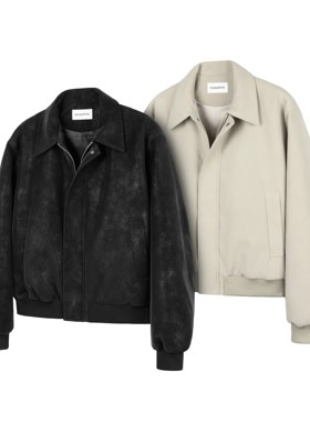 DESERTO 雾面颗粒牛皮绒3M新雪丽KL型短宽廓形棉服外套秋冬夹克男