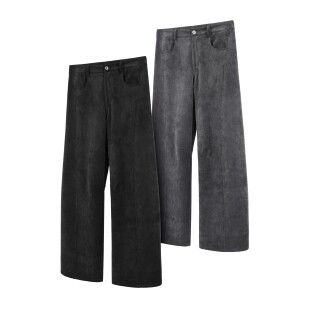 DESERTO 复古灯芯绒轻水洗扭骨位A字微弯刀宽松垂感休闲通勤西裤