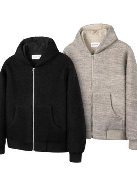 DESERTO 70%羊毛混纺重磅780G圈圈肌理感毛呢连帽拉链通勤外套男