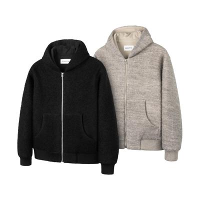 DESERTO 70%羊毛混纺重磅780G圈圈肌理感毛呢连帽拉链通勤外套男