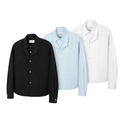 DESERTO 天丝棉混纺爽滑透气假两件长袖翻领纽扣衬衫通勤上衣男