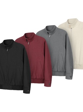 DESERTO 70%亚麻棉麻混纺火烧果实扣基础哈灵顿夹克休闲上衣外套