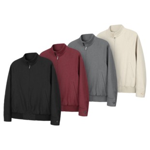 DESERTO 70%亚麻棉麻混纺火烧果实扣基础哈灵顿夹克休闲上衣外套