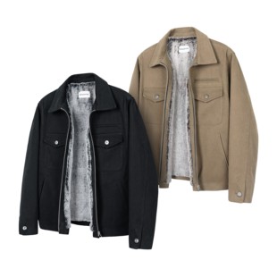 DESERTO 重磅斜纹帆布轻水洗褪白仿兔毛内里秋冬夹克外套重制KB24