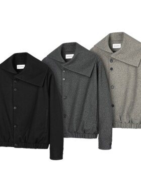 DESERTO 100%羊毛填充700G自发热毛呢多形态披肩翻领收腰棉服外套