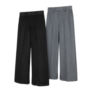 DESERTO 100%羊毛精纺毛呢微喇直筒可调节580G宽松通勤休闲西裤男