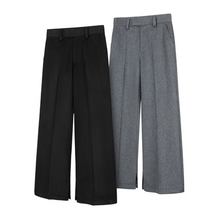 DESERTO 100%羊毛精纺毛呢微喇直筒可调节580G宽松通勤休闲西裤男