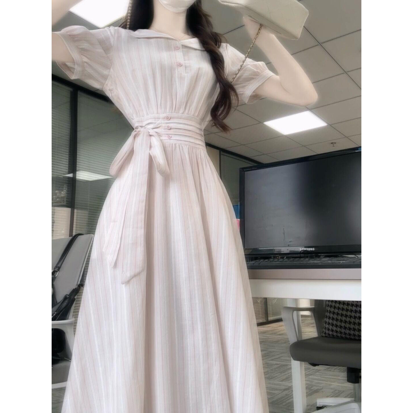 法式巨好看粉色连衣裙子女初夏季2026年新款甜美收腰显瘦绝美长裙