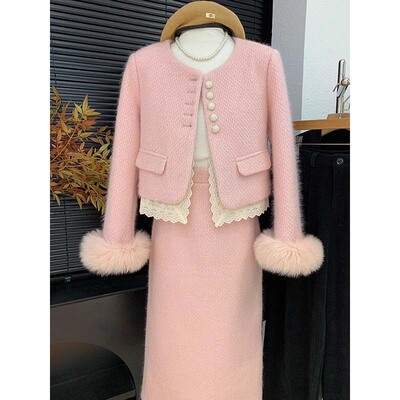 有里布法式小香风套装女2025秋季新款外套半身裙两件套D3995