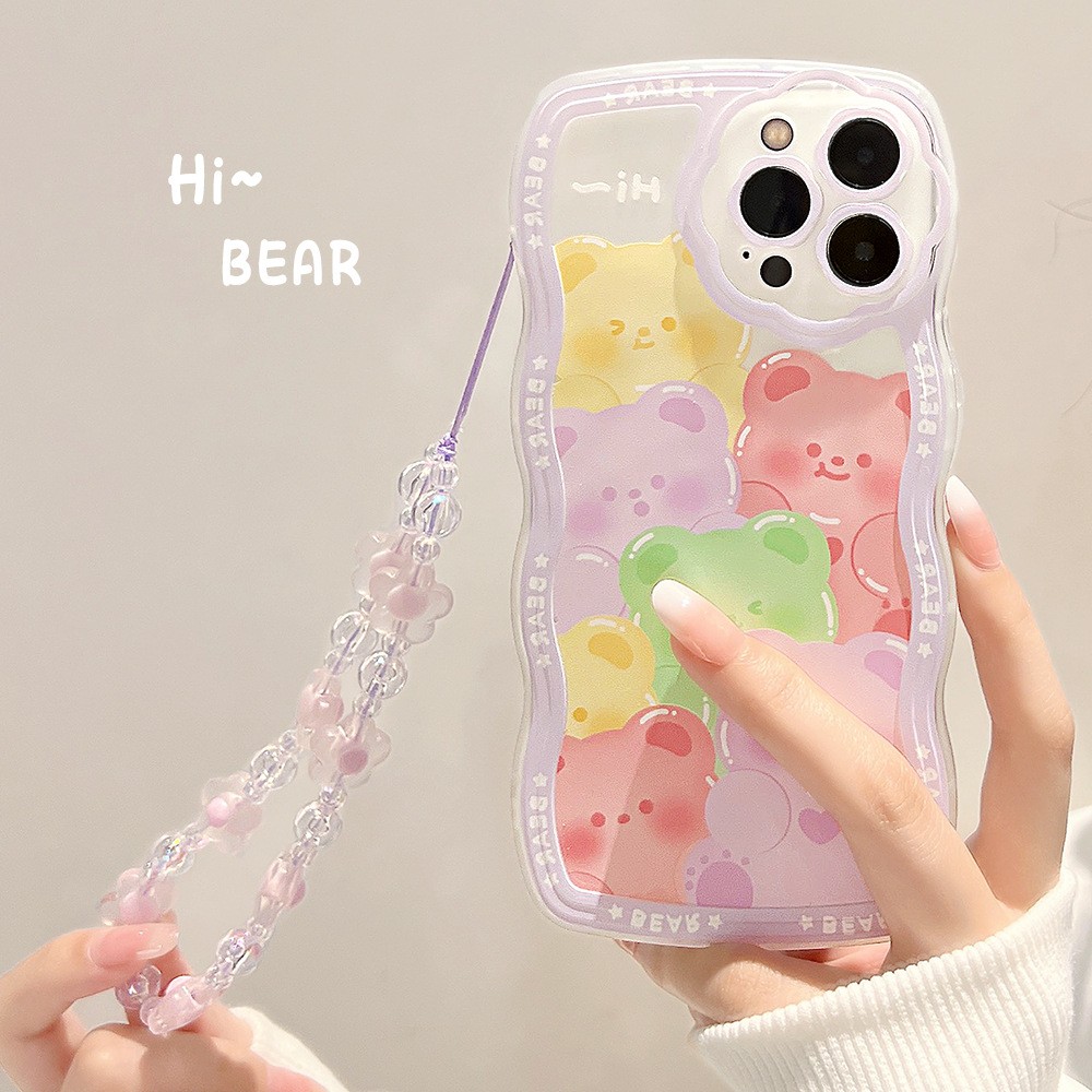原创卡通iphone13适用苹果12手机壳15pro max透明11女X紫花挂绳14