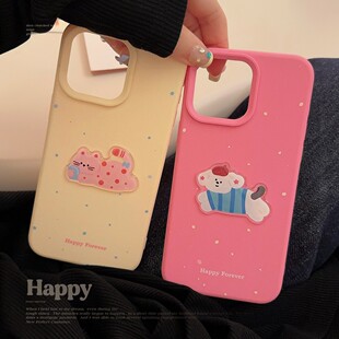 ins风波点猫咪狗狗16pro max苹果17手机壳硅胶iphone14适用13立体15promax卡通可爱趣味立体波点手机保护套