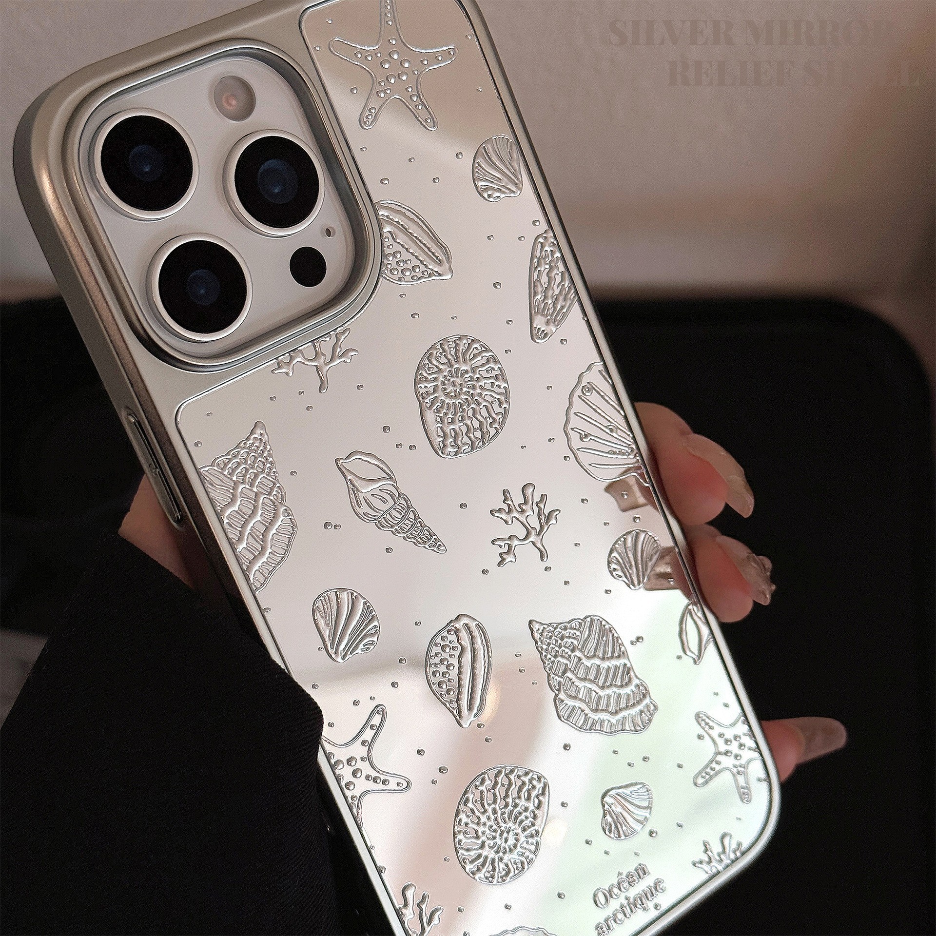 鎏金电镀适用苹果16promax手机壳iphone15海星贝壳13镜面高级12硬